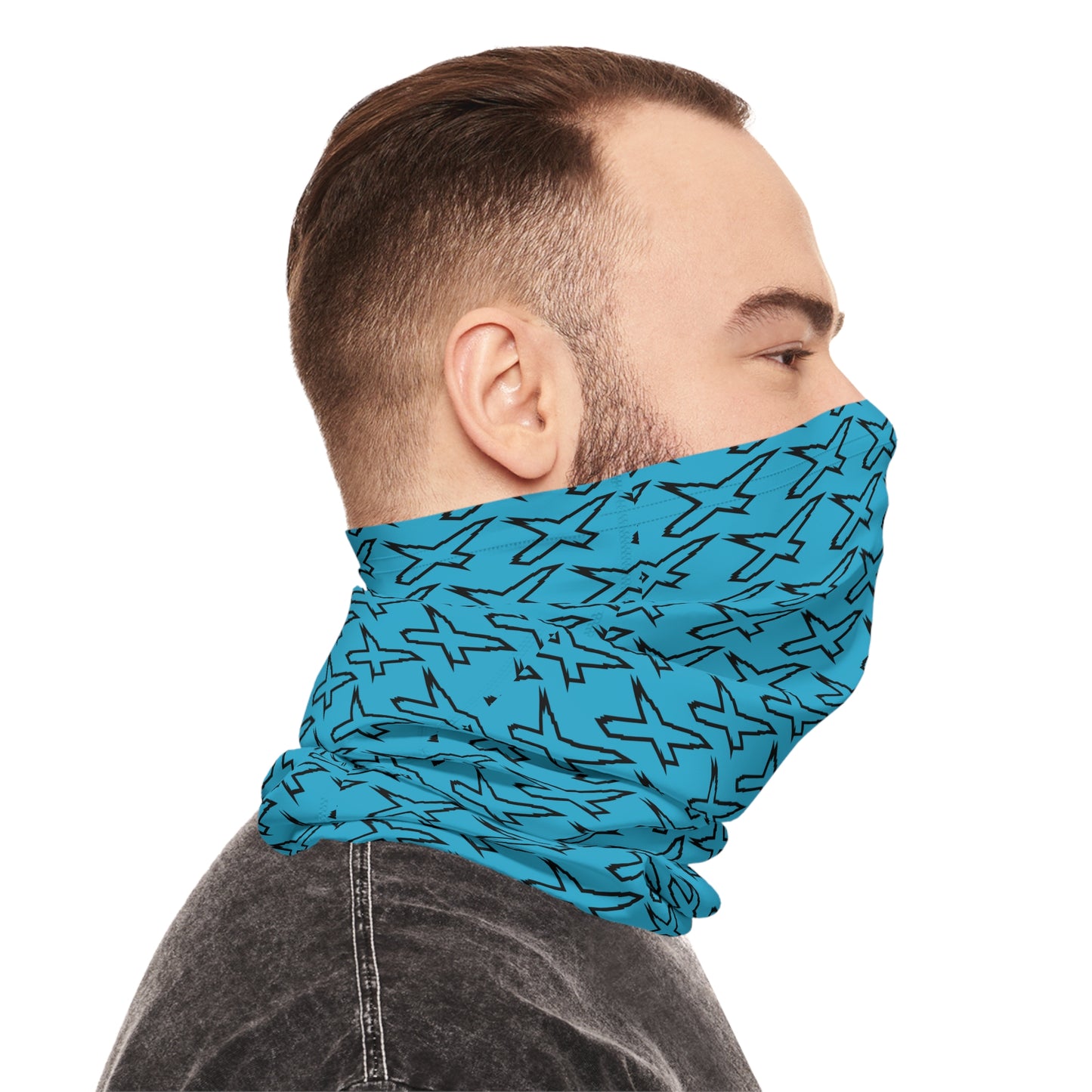 X-Team Performance UPF Pattern Neck Gaiter Face Mask Cover Black/Gulfstream Blue