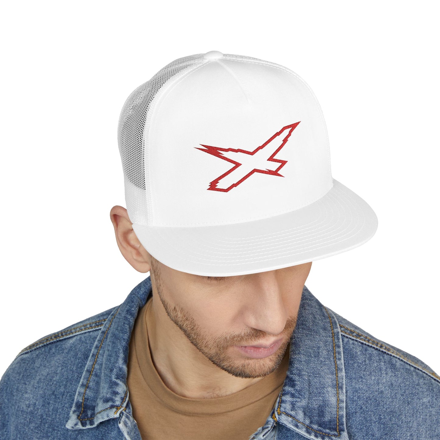 X-Team Performance Embroidered Trucker Cap — Mesh 5-Panel Hat Red