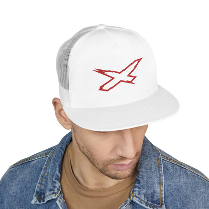 X-Team Performance Embroidered Trucker Cap — Mesh 5-Panel Hat Red