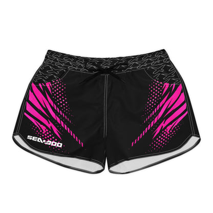 SeaDoo X-Team Women's Athletic Shorts — Dynamic Stripe Swim Shorts Pink