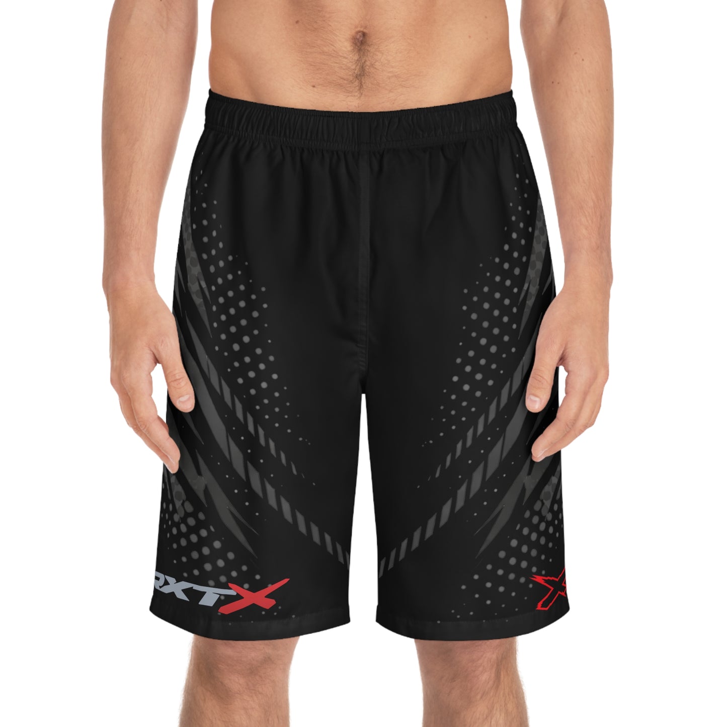 SeaDoo RXTX X-Team Men's Grey & Red Racing Board Shorts — Athletic Swim Trunks
