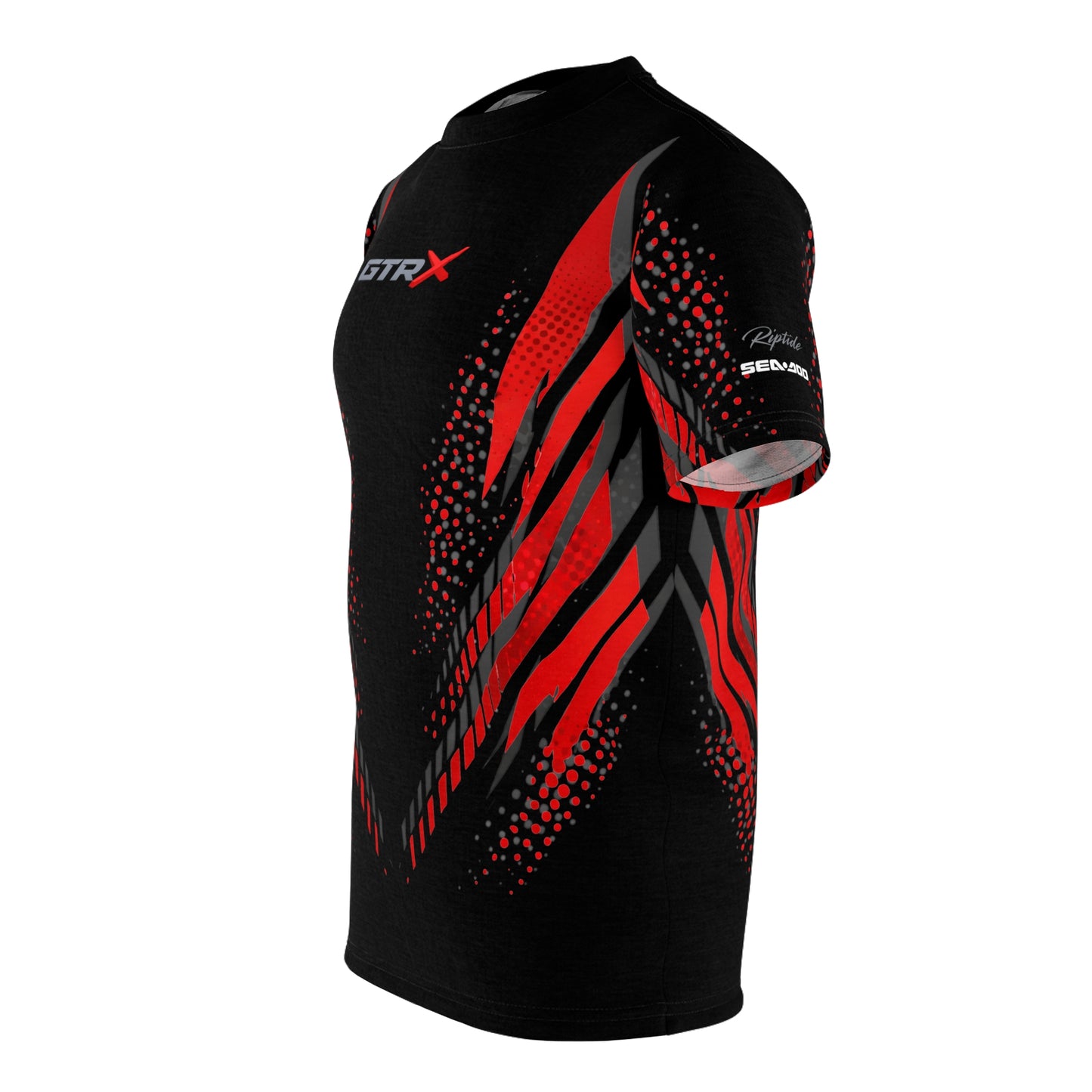 SeaDoo GTRX X-Team Cyber Racing Dri Fit Tee — Grey Red & Black All-Over Print