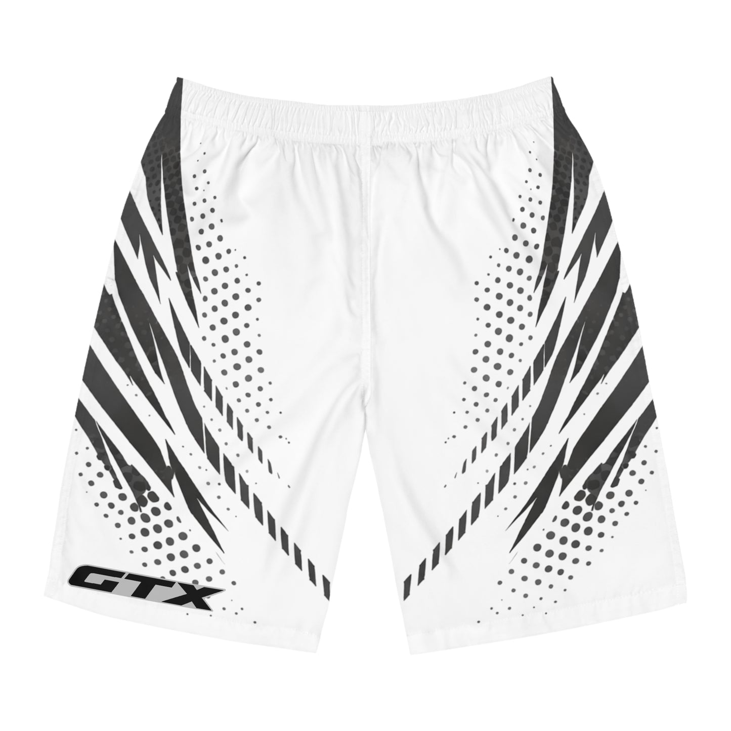 SeaDoo GTX Men's Grey & White Racing Board Shorts — Athletic Swim Trunks
