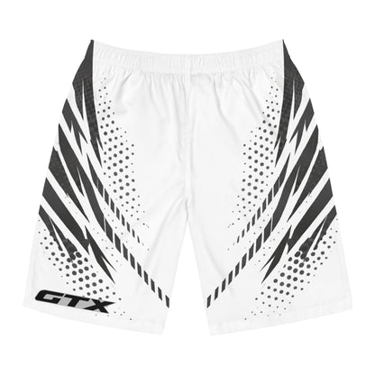 SeaDoo GTX Men's Grey & White Racing Board Shorts — Athletic Swim Trunks