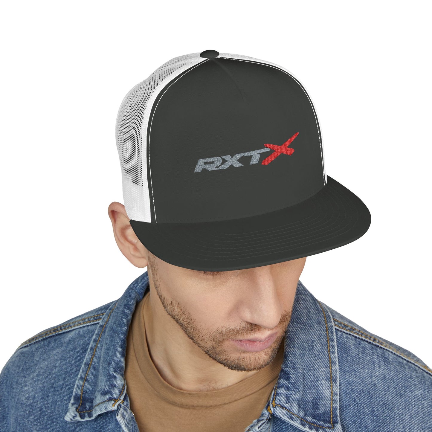 RXTX Embroidered Snap Back Trucker Cap - 5-Panel Mesh Hat