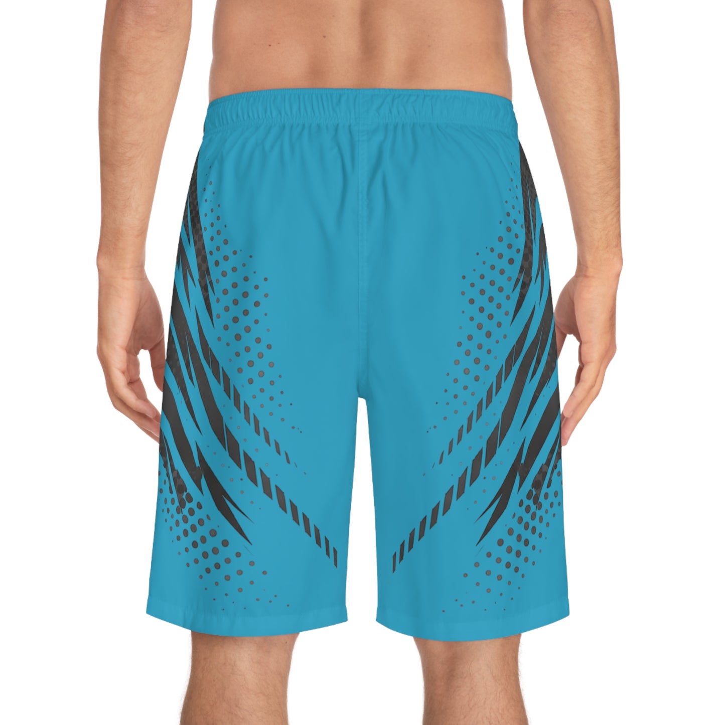 SeaDoo GTX Men's Grey & Teal Racing Board Shorts — Athletic Swim Trunks