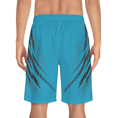SeaDoo GTX Men's Grey & Teal Racing Board Shorts — Athletic Swim Trunks