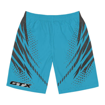 SeaDoo GTX Men's Grey & Teal Racing Board Shorts — Athletic Swim Trunks