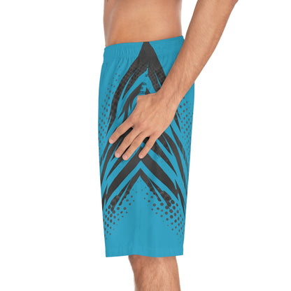 SeaDoo GTX Men's Grey & Teal Racing Board Shorts — Athletic Swim Trunks