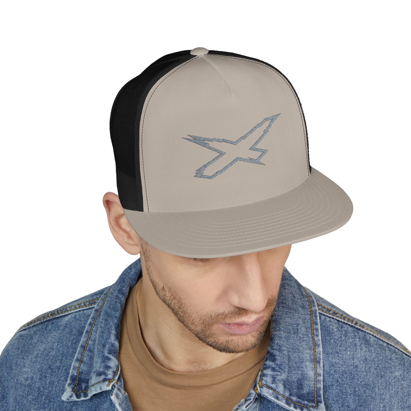 X-Team Performance Embroidered Trucker Cap — Mesh 5-Panel Hat Steel Grey