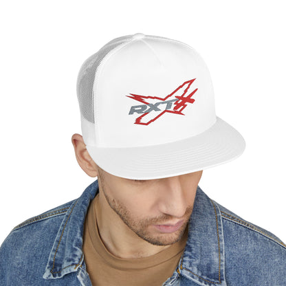 RXTX X-Team Embroidered Snap Back Trucker Cap - 5-Panel Mesh Hat Red