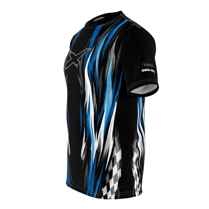 SeaDoo X-Team Racing Graphic Tee — Gulfstream Blue & Black All-Over Print