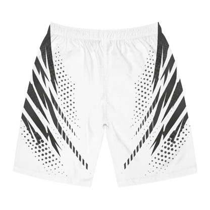 SeaDoo GTX Men's Grey & White Racing Board Shorts — Athletic Swim Trunks