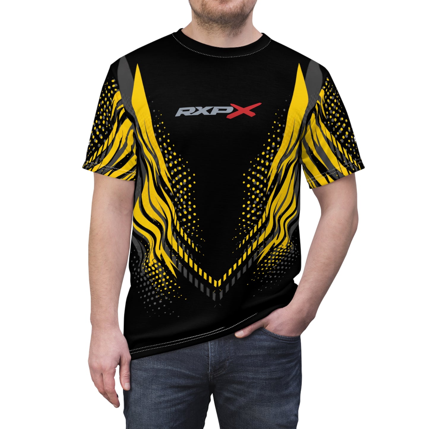 SeaDoo RXPX X-Team Cyber Racing Dri Fit Tee — Millenium Yellow Grey & Black All-Over Print