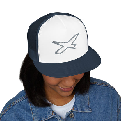 X-Team Performance Embroidered Trucker Cap — Mesh 5-Panel Hat Steel Grey