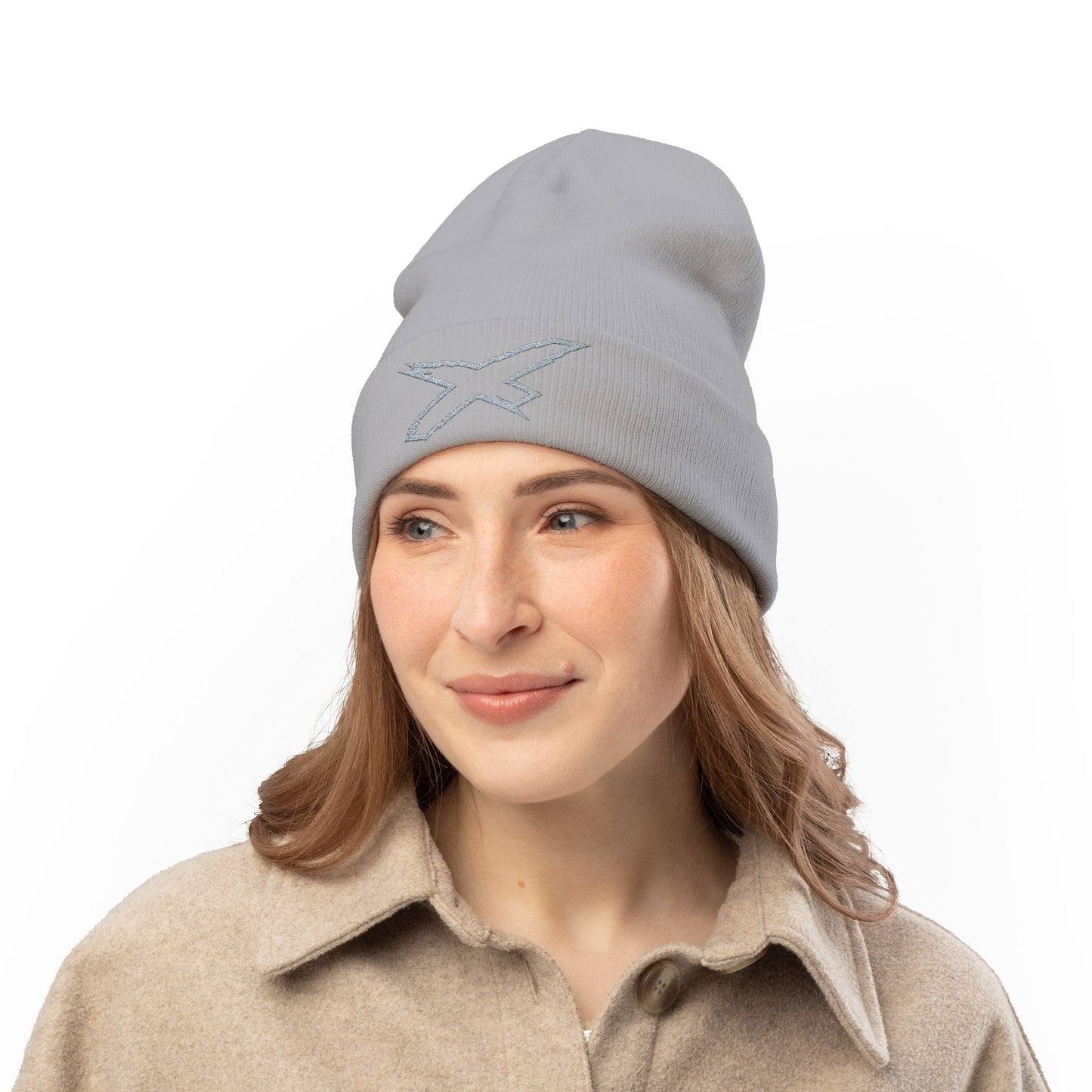 X-Team Knit Beanie — Embroidered Winter Hat Steel Grey