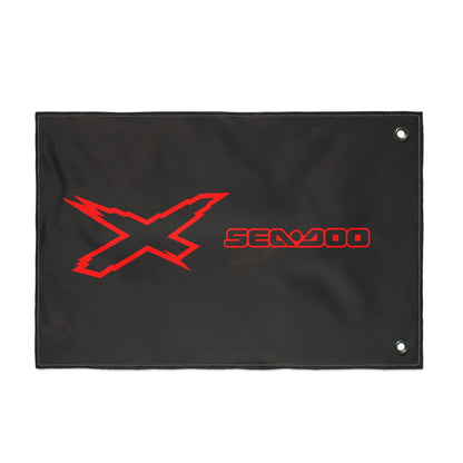Sea‑Doo X Performance Flag — Double‑Sided Black & Red PWC Banner