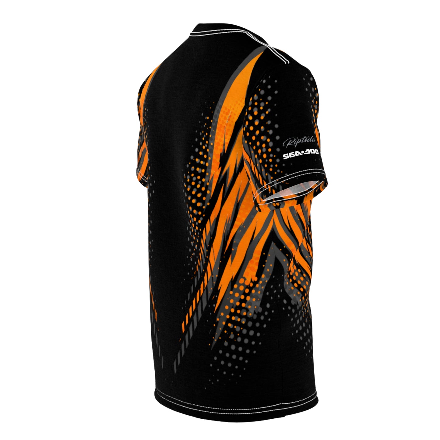 SeaDoo GTX X-Team Cyber Racing Dri Fit Tee — Grey & Orange All-Over Print