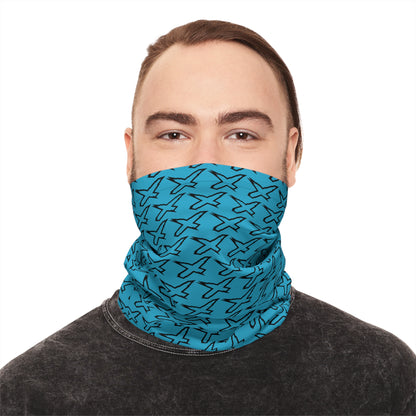 X-Team Performance UPF Pattern Neck Gaiter Face Mask Cover Black/Gulfstream Blue