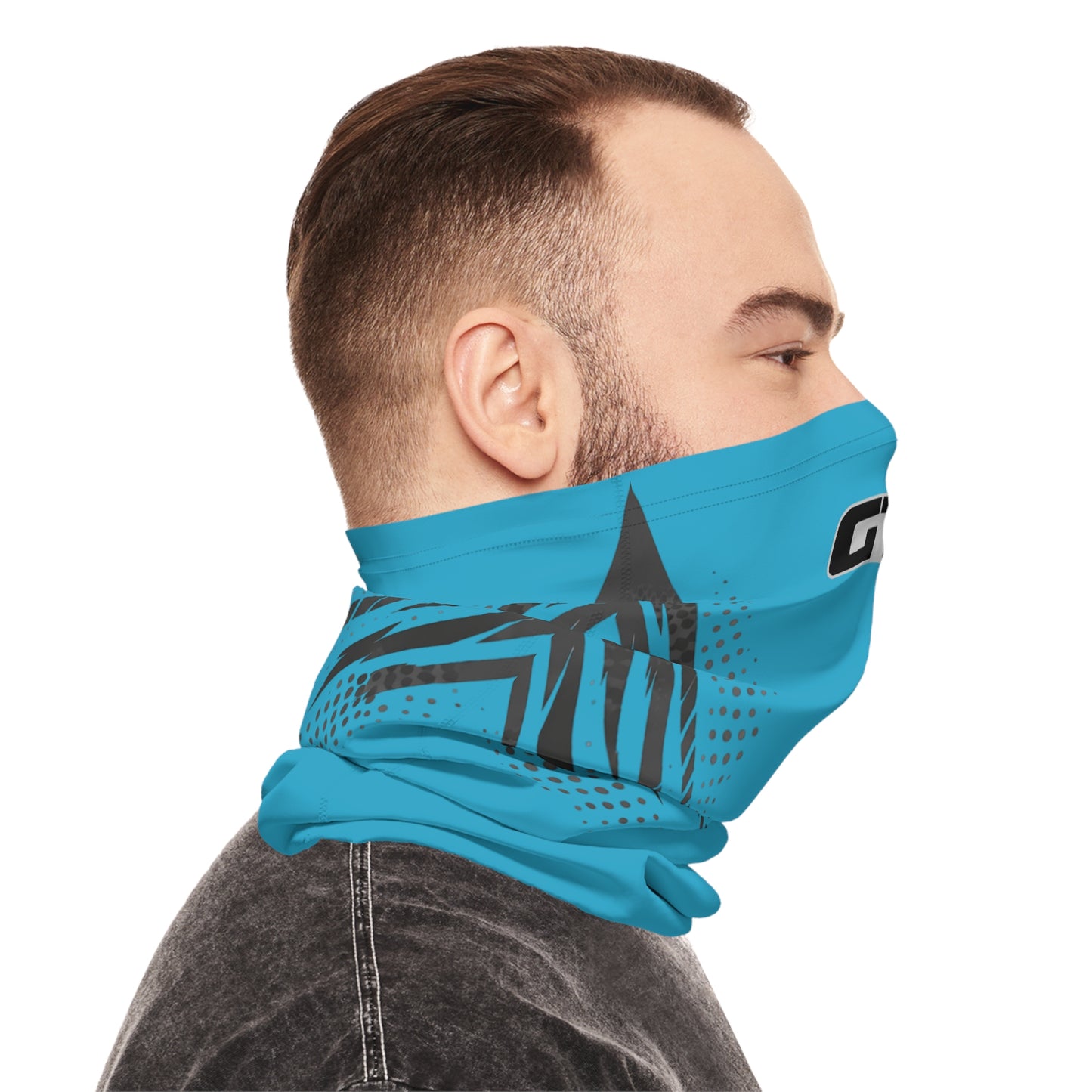 SeaDoo GTX Racing Neck Gaiter — Grey & Teal Midweight Face Shield Mask