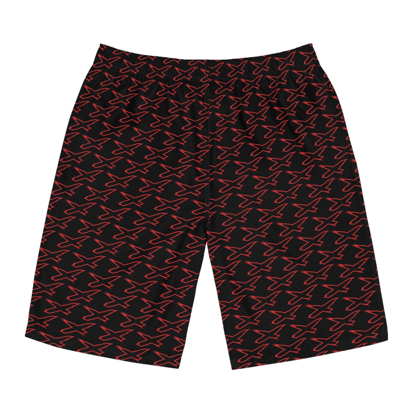 Men's X-Team Performance Pattern Board Shorts — Beach Swim Trunks Red/Black