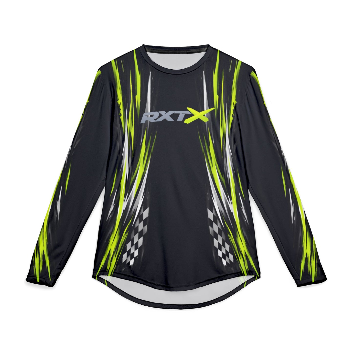 Men's RXTX Racing UV Long Sleeve Jersey Shirt — Dri Fit UPF Performance Tee - Black & Manta Green