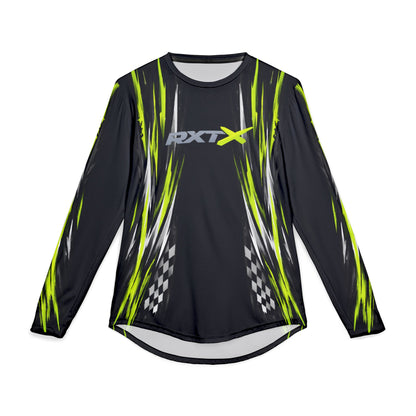 Men's RXTX Racing UV Long Sleeve Jersey Shirt — Dri Fit UPF Performance Tee - Black & Manta Green