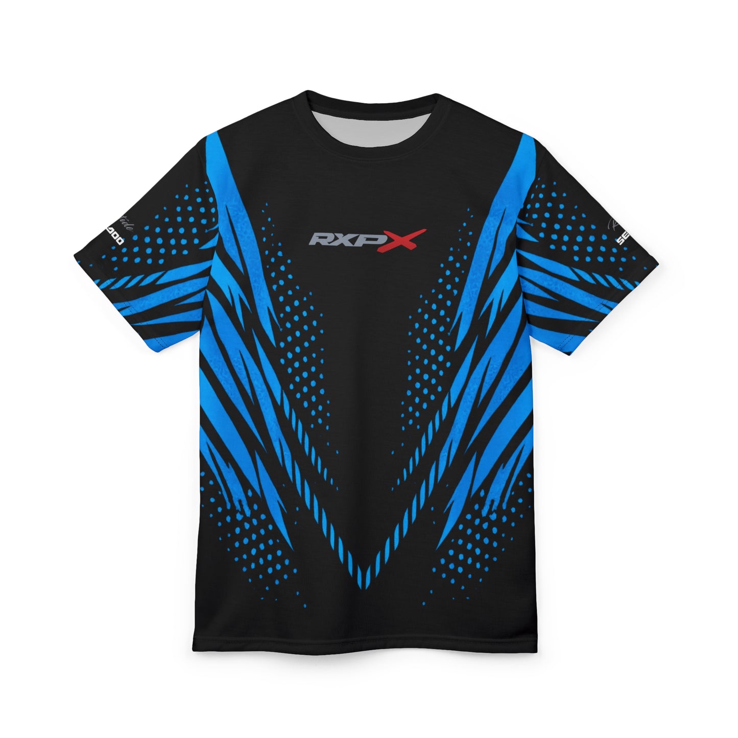 SeaDoo RXPX X-Team Cyber Racing Dri Fit Tee — Gulfstream Blue & Black All-Over Print