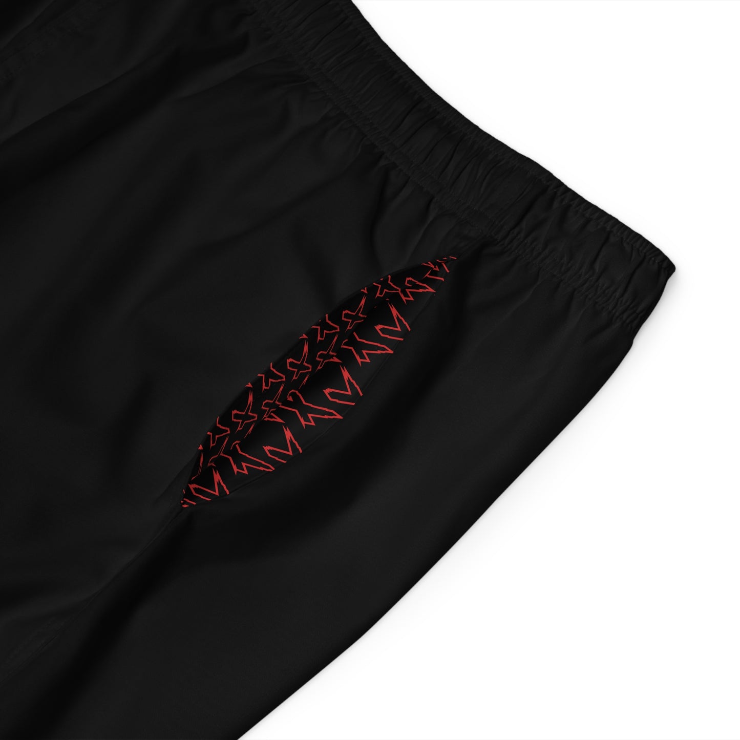 X-Team Men's Black Board Shorts — Surf & Swim Trunks Red