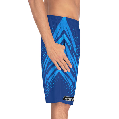 SeaDoo GTX Men's Gulfstream Blue & Abyss Blue Racing Board Shorts — Athletic Swim Trunks