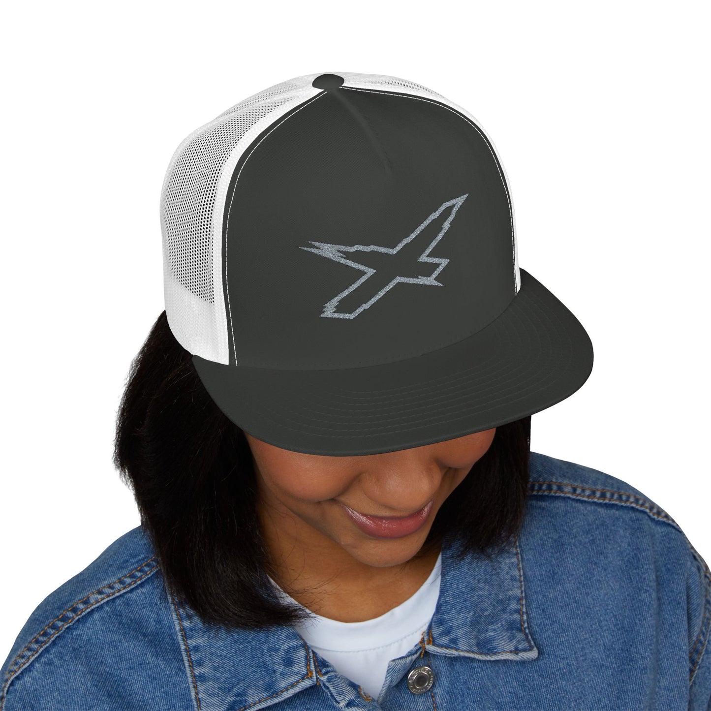 X-Team Performance Embroidered Trucker Cap — Mesh 5-Panel Hat Steel Grey