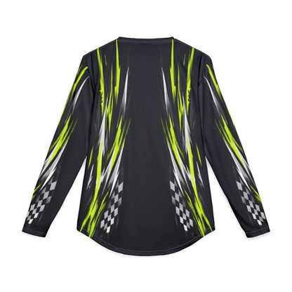 Men's RXPX Racing UV Long Sleeve Jersey Shirt — Dri Fit UPF Performance Tee - Black & Manta Green
