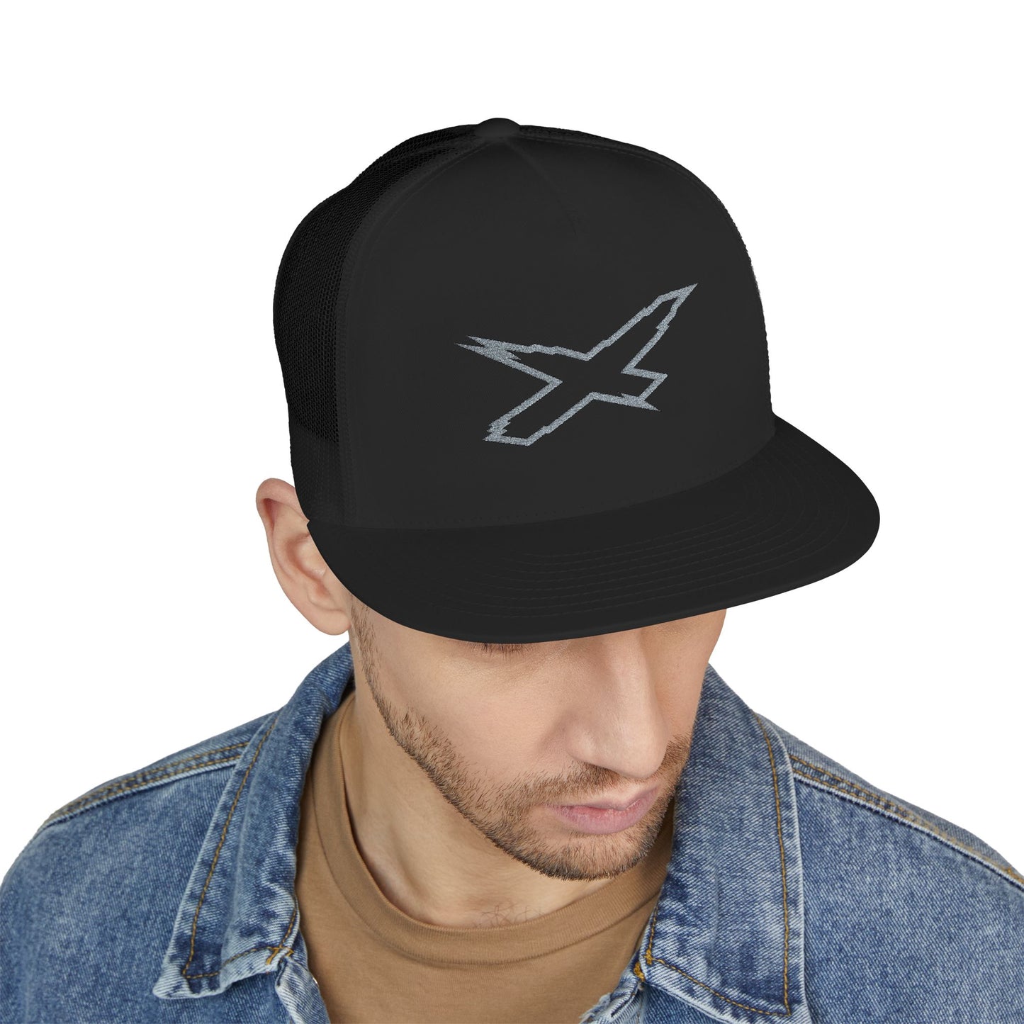 X-Team Performance Embroidered Trucker Cap — Mesh 5-Panel Hat Steel Grey
