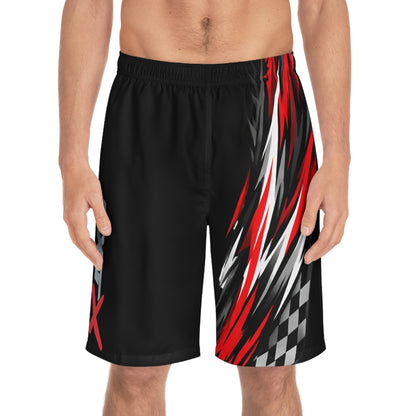 Men's RXTX Performance Racing Board Shorts — Quick-Dry Surf & Swim Trunks Black & Red