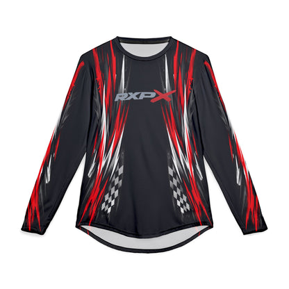 RXPX Racing UV Long Sleeve Jersey Shirt — Dri Fit UPF Performance Tee - Black & Red