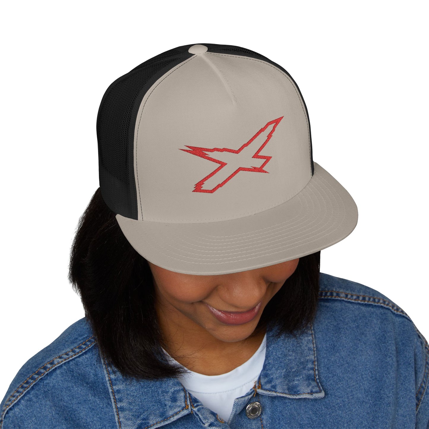 X-Team Performance Embroidered Trucker Cap — Mesh 5-Panel Hat Red