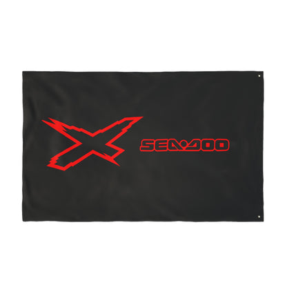 Sea‑Doo X Performance Flag — Double‑Sided Black & Red PWC Banner