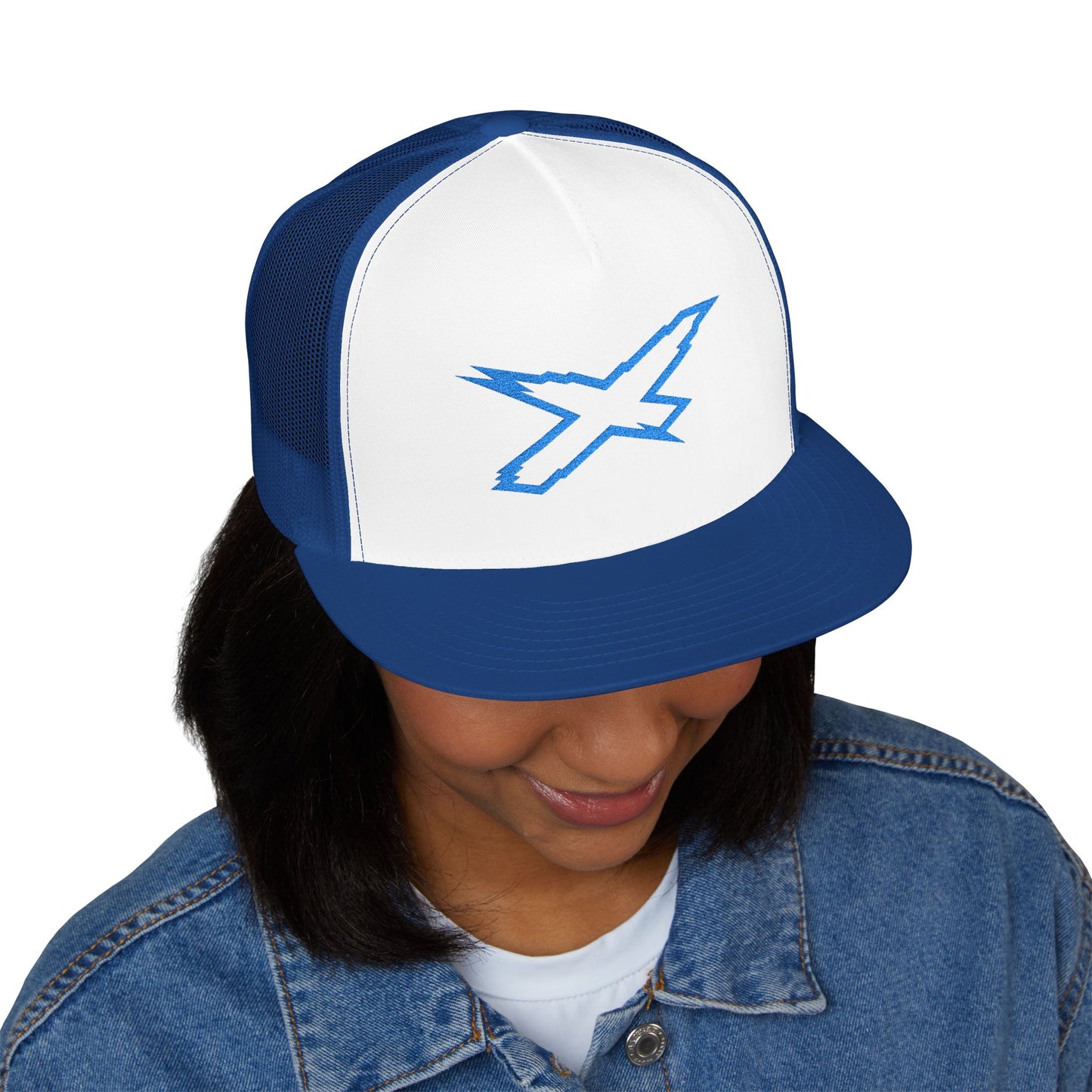 SeaDoo X-Team Performance Embroidered Trucker Cap — Mesh 5-Panel Hat Gulfstream Blue