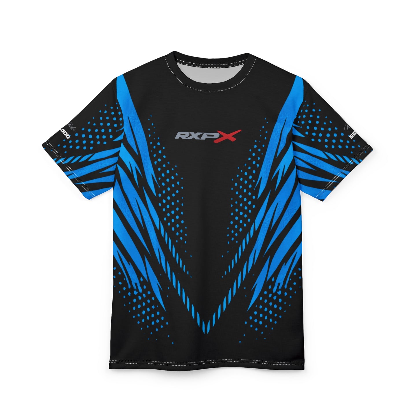 SeaDoo RXPX X-Team Cyber Racing Dri Fit Tee — Gulfstream Blue & Black All-Over Print