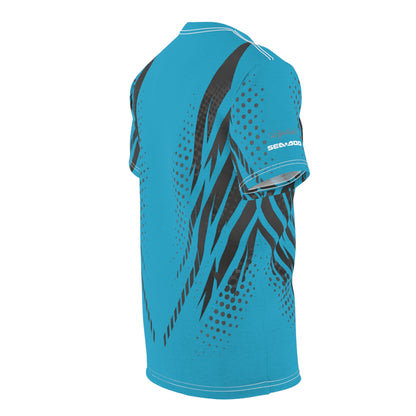 SeaDoo GTX X-Team Cyber Racing Dri Fit Tee — Grey & Teal All-Over Print