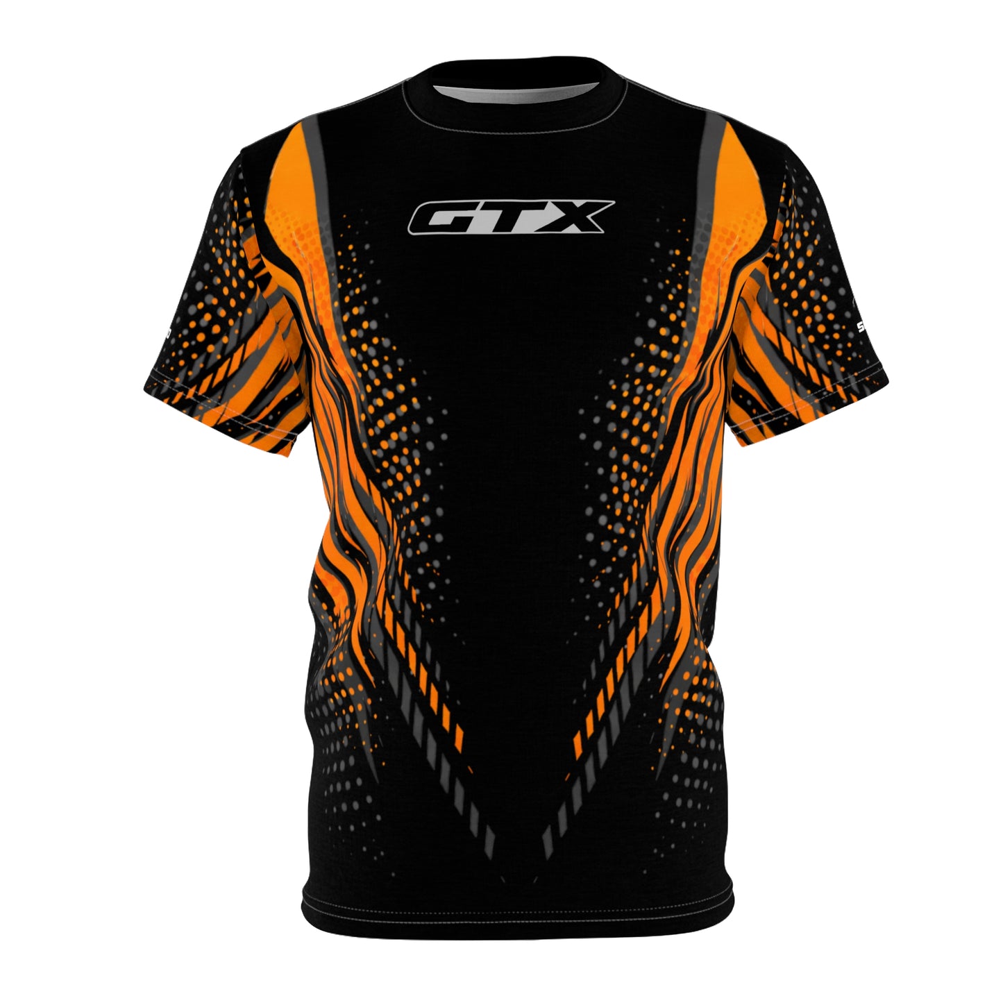SeaDoo GTX X-Team Cyber Racing Dri Fit Tee — Grey & Orange All-Over Print