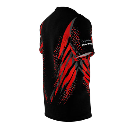 SeaDoo GTRX X-Team Cyber Racing Dri Fit Tee — Grey Red & Black All-Over Print