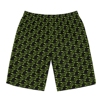 Men's X-Team Peformance Pattern Board Shorts — Beach Swim Trunks Manta Green/Black