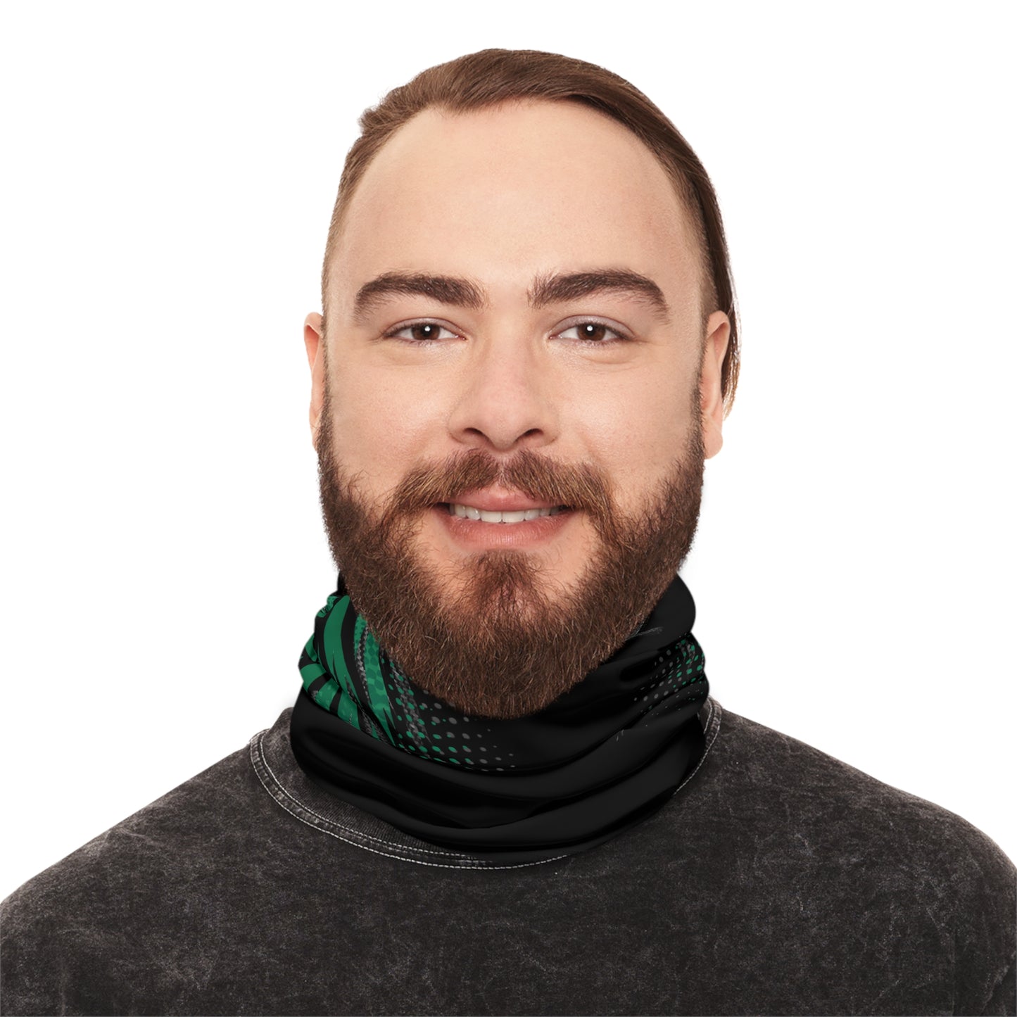 SeaDoo RXPX Racing Neck Gaiter — Apex Racing Green & Carbon Fiber Midweight Face Shield Mask
