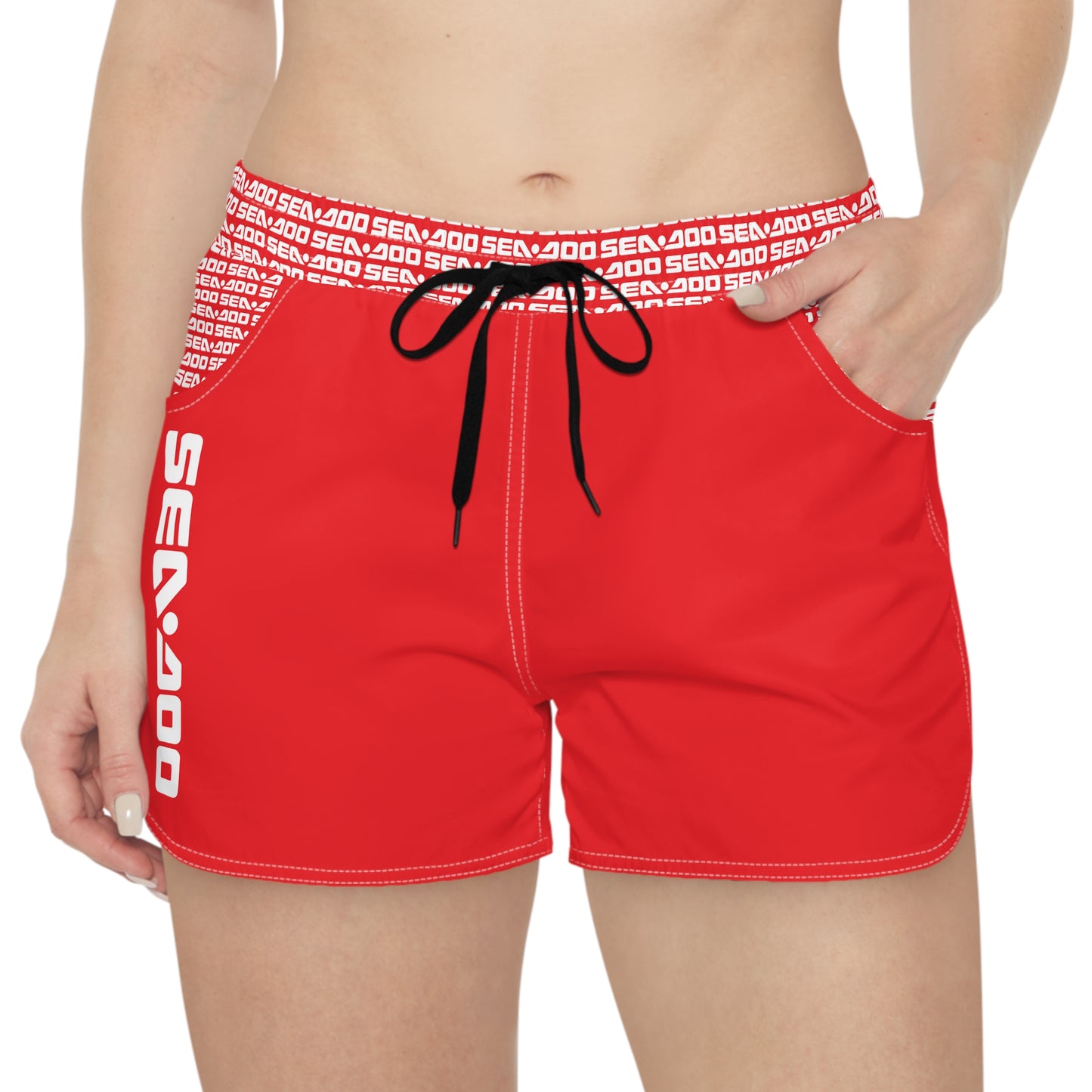SeaDoo Performance Swim Shorts Women's Beach Riding Shorts Red - Vert