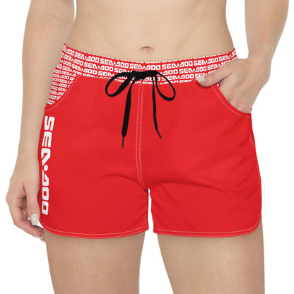 SeaDoo Performance Swim Shorts Women's Beach Riding Shorts Red - Vert