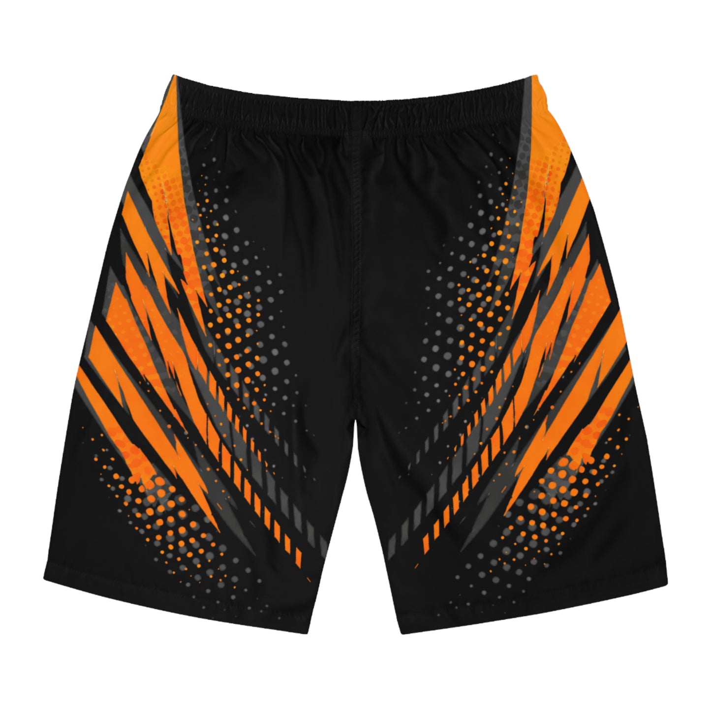 SeaDoo GTX Men's Grey & Orange Racing Board Shorts — Athletic Swim Trunks