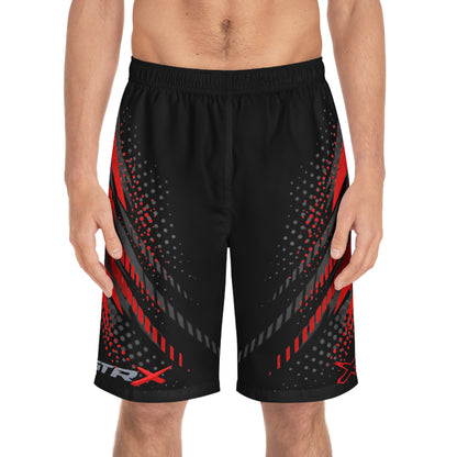 SeaDoo GTRX X-Team Men's Black & Red Racing Board Shorts — Athletic Swim Trunks