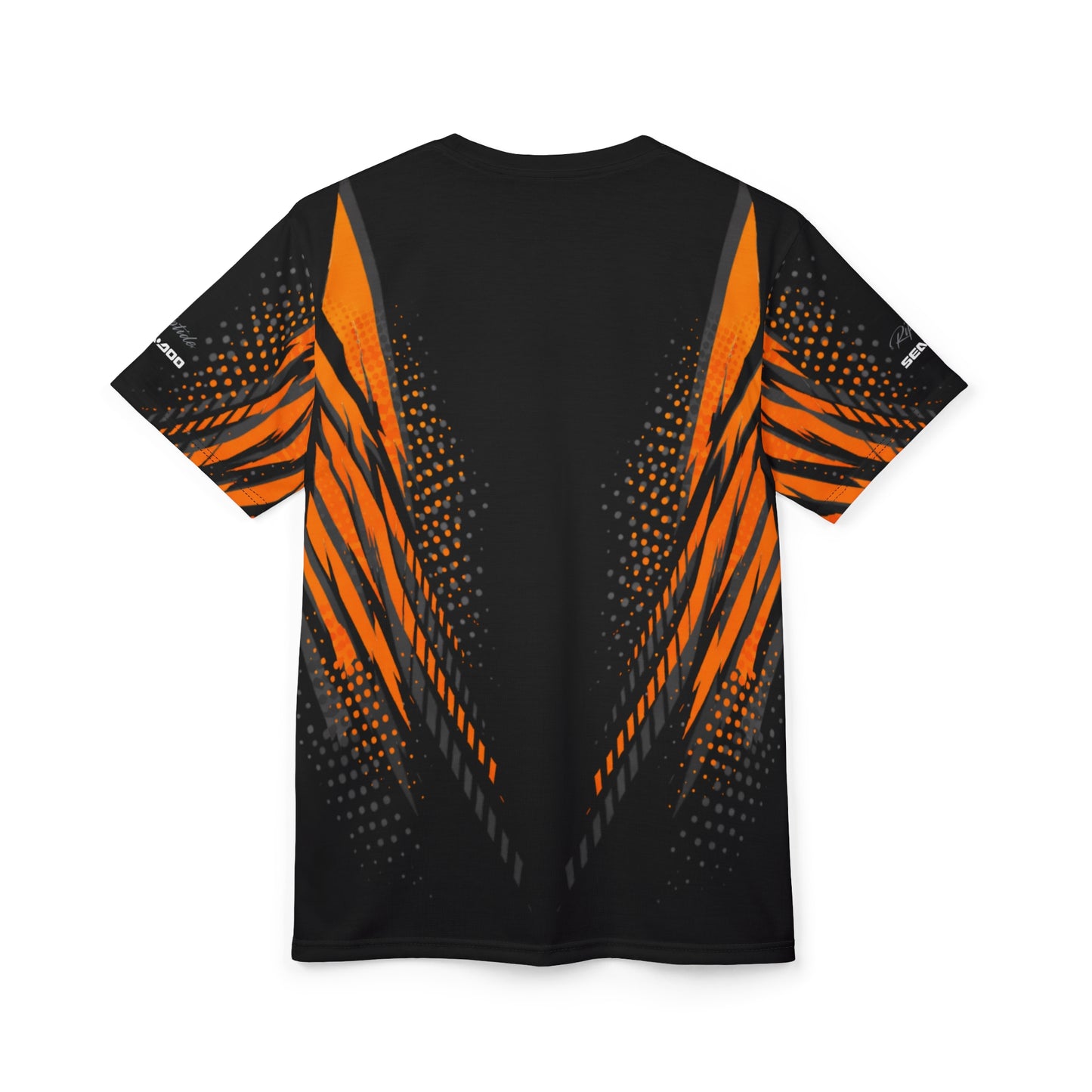SeaDoo GTX X-Team Cyber Racing Dri Fit Tee — Grey & Orange All-Over Print