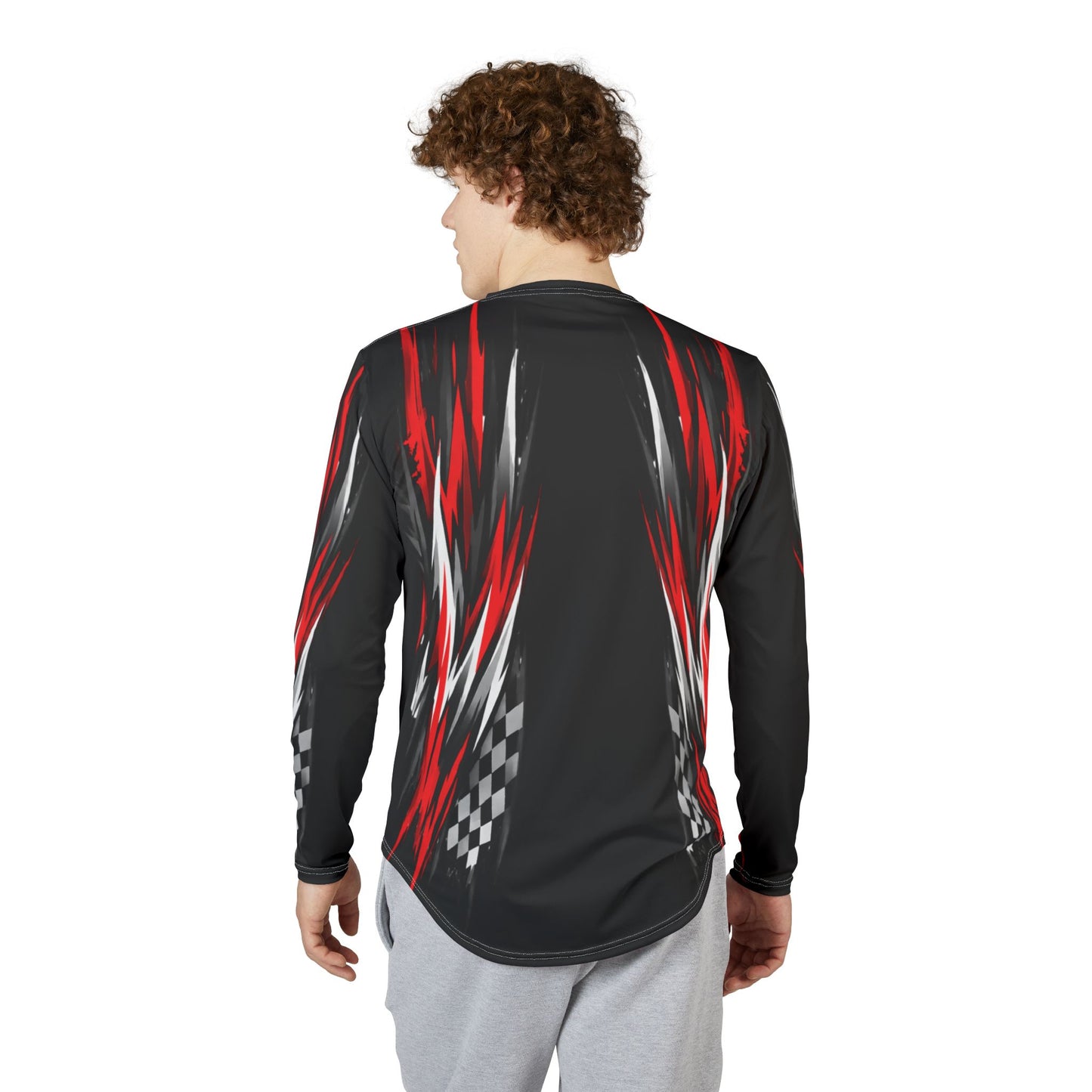 RXTX Racing UV Long Sleeve Jersey Shirt — Dri Fit UPF Performance Tee - Black & Red